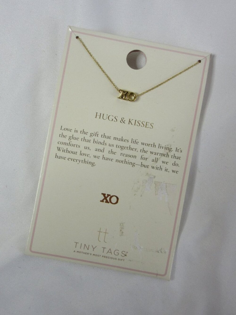 Tiny Tags XO Gold Necklace Hugs & Kisses Love Mom Mother NWT